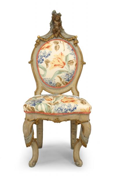 Pair of Italian Venetian Drape Side Chairs