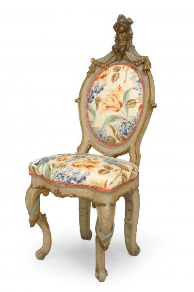 Pair of Italian Venetian Drape Side Chairs