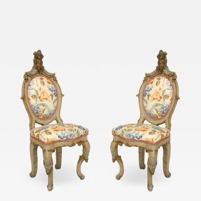 Pair of Italian Venetian Drape Side Chairs