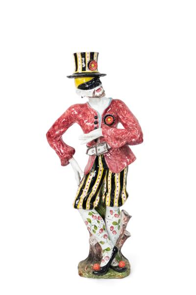 Pair of Italian Venetian Majolica Harlequin Figures
