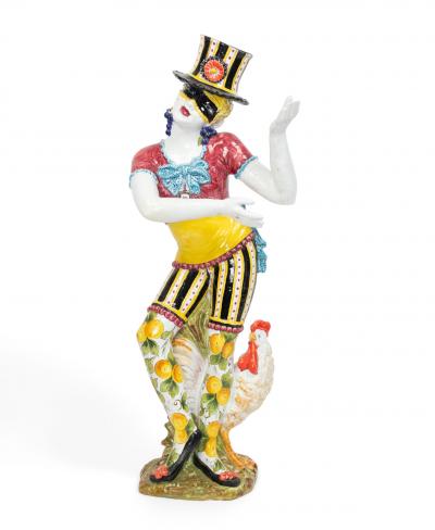 Pair of Italian Venetian Majolica Harlequin Figures