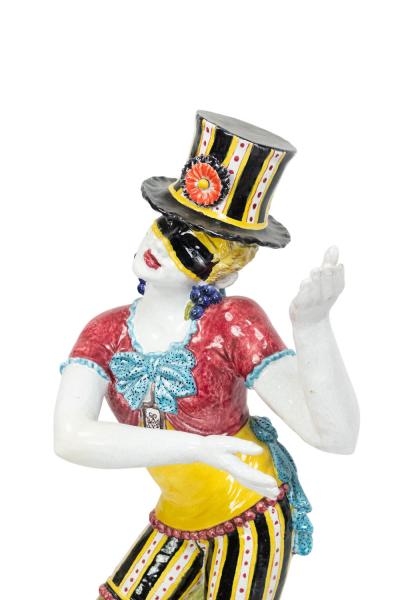 Pair of Italian Venetian Majolica Harlequin Figures