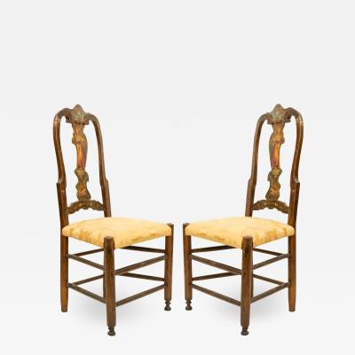 Pair of Italian Venetian Painted Side Chairs