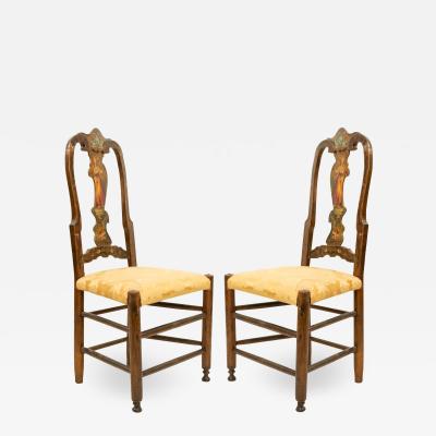 Pair of Italian Venetian Painted Side Chairs