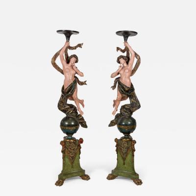 Pair of Italian Venetian Polychromed Figures