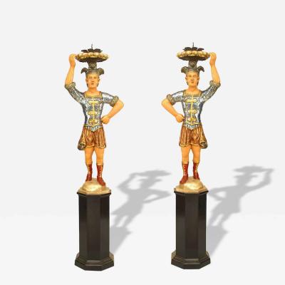 Pair of Italian Venetian Polychromed Figures