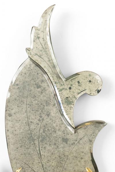 Pair of Italian Venetian Style Murano Mirrored Leaf Wall Sconces