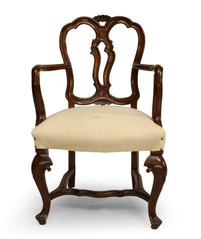 Pair of Italian Venetian Walnut Arm Chairs