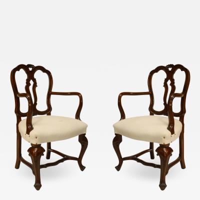 Pair of Italian Venetian Walnut Arm Chairs