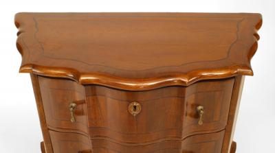 Pair of Italian Venetian Walnut Bombe Shaped Bedside Commodes