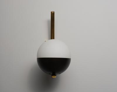 Pair of Italian Wall Sconces in Brass and Opaline Glass 1950s