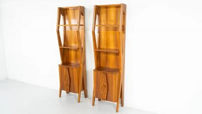 Pair of Italian Wall Units Walnut 1970s