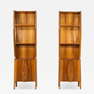 Pair of Italian Wall Units Walnut 1970s