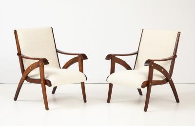 Pair of Italian Walnut Armchairs circa 1940