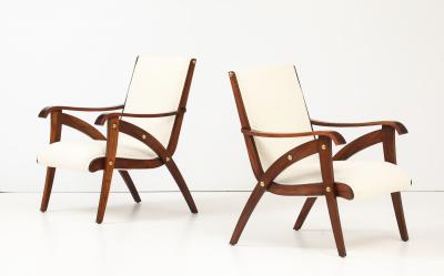 Pair of Italian Walnut Armchairs circa 1940