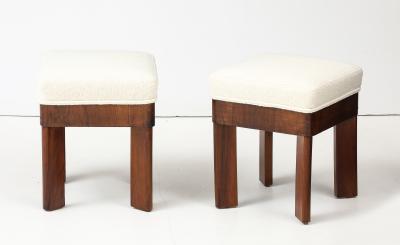 Pair of Italian Walnut Art Deco Stools circa 1930