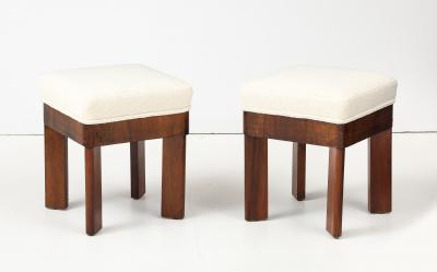 Pair of Italian Walnut Art Deco Stools circa 1930