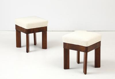 Pair of Italian Walnut Art Deco Stools circa 1930