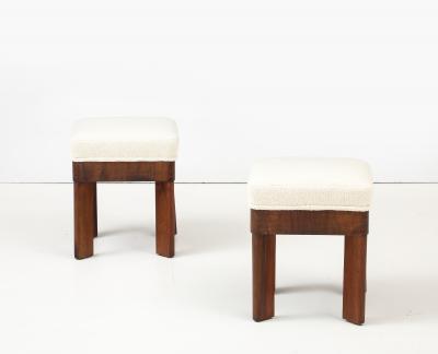 Pair of Italian Walnut Art Deco Stools circa 1930