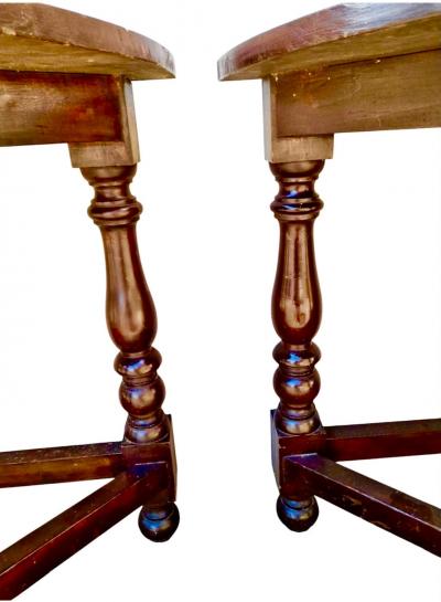 Pair of Italian Walnut Demilune Consoles circa 1850