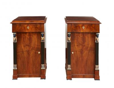 Pair of Italian Walnut Empire Cabinets