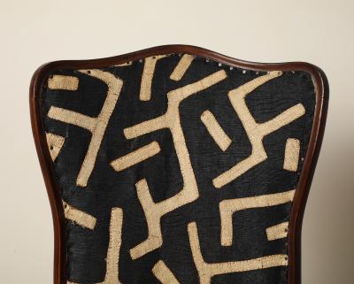 Pair of Italian Walnut High Back Armchairs Kuba Fabric circa 1950