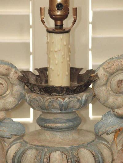 Pair of Italian Wood Carved Lamps