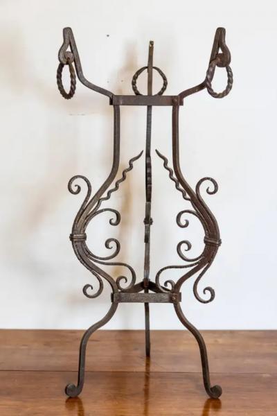 Pair of Italian Wrought Iron Plant Stands with Scrolling Motifs circa 1900