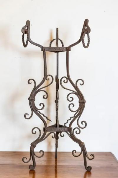 Pair of Italian Wrought Iron Plant Stands with Scrolling Motifs circa 1900