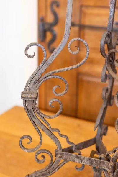 Pair of Italian Wrought Iron Plant Stands with Scrolling Motifs circa 1900