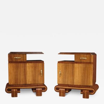 Pair of Italian bedside tables in Art Deco style