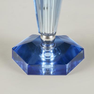 Pair of Italian blue glass and chrome table lamps