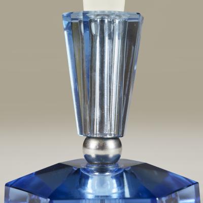 Pair of Italian blue glass and chrome table lamps
