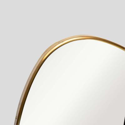 Pair of Italian design brass frame asymmetrical mirrors