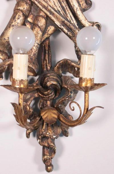Pair of Italian mecca Giltwood tole Sconces Circa 1900