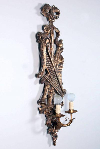 Pair of Italian mecca Giltwood tole Sconces Circa 1900