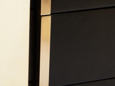 Pair of Italian nightstands ebonized oak wood and brass 1970s