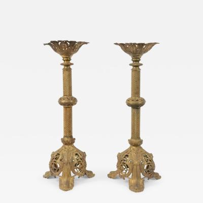 Pair of Italian renaissance Bronze Altar Candlesticks