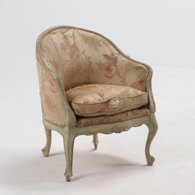 Pair of Italian rococo style painted upholstered lounge chairs 19th century 