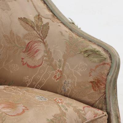 Pair of Italian rococo style painted upholstered lounge chairs 19th century 