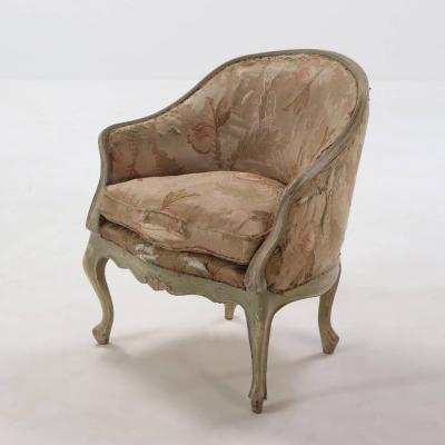 Pair of Italian rococo style painted upholstered lounge chairs 19th century 