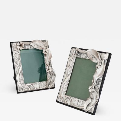 Pair of Italian silver picture frames in the Art Nouveau style