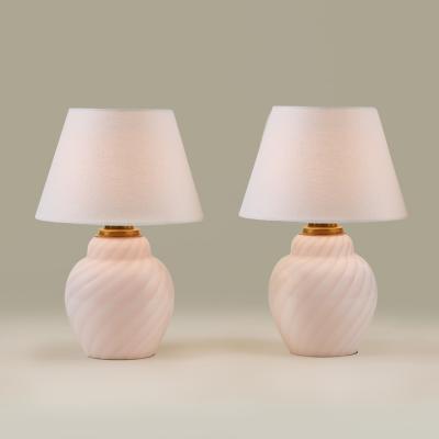 Pair of Italian soft pink Murano glass swirl lamps Italy 1960s
