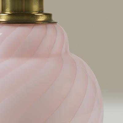 Pair of Italian soft pink Murano glass swirl lamps Italy 1960s