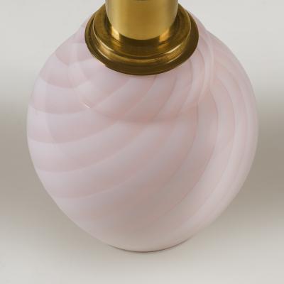 Pair of Italian soft pink Murano glass swirl lamps Italy 1960s