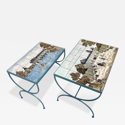 Pair of JB de La Morinerie Jullien Paris Tile Top Iron Tables
