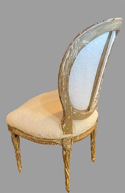 Pair of Jansen Distressed Sherpa Upholstered Side Chairs