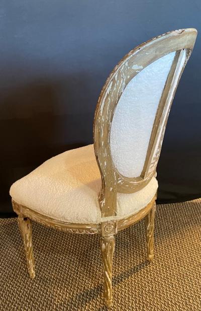 Pair of Jansen Distressed Sherpa Upholstered Side Chairs