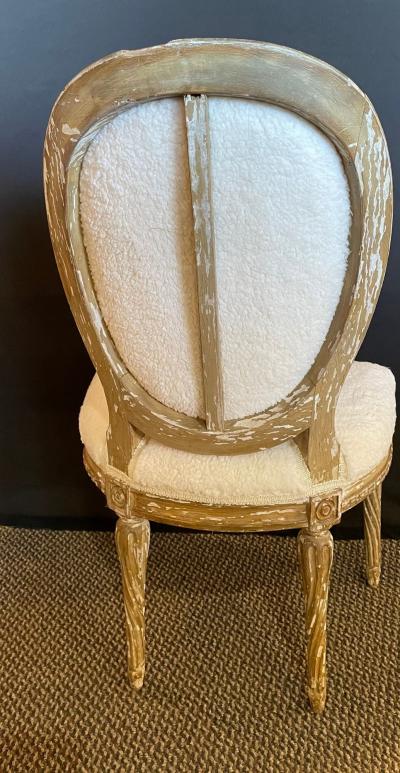 Pair of Jansen Distressed Sherpa Upholstered Side Chairs