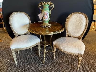 Pair of Jansen Distressed Sherpa Upholstered Side Chairs